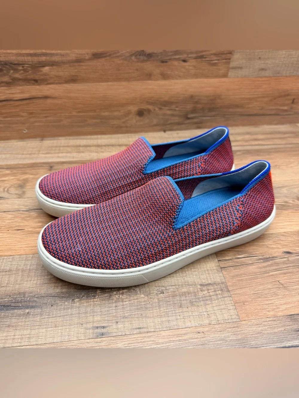 Rothy's size 7 The Sneaker Tangerine Multicolor Stitched Slip On Shoes